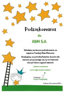 Podzikowanie - Fundacja Mam Marzenie