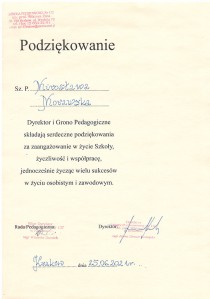 Podzikowanie - Szkoa Podstawowa nr 137 w Krakowie